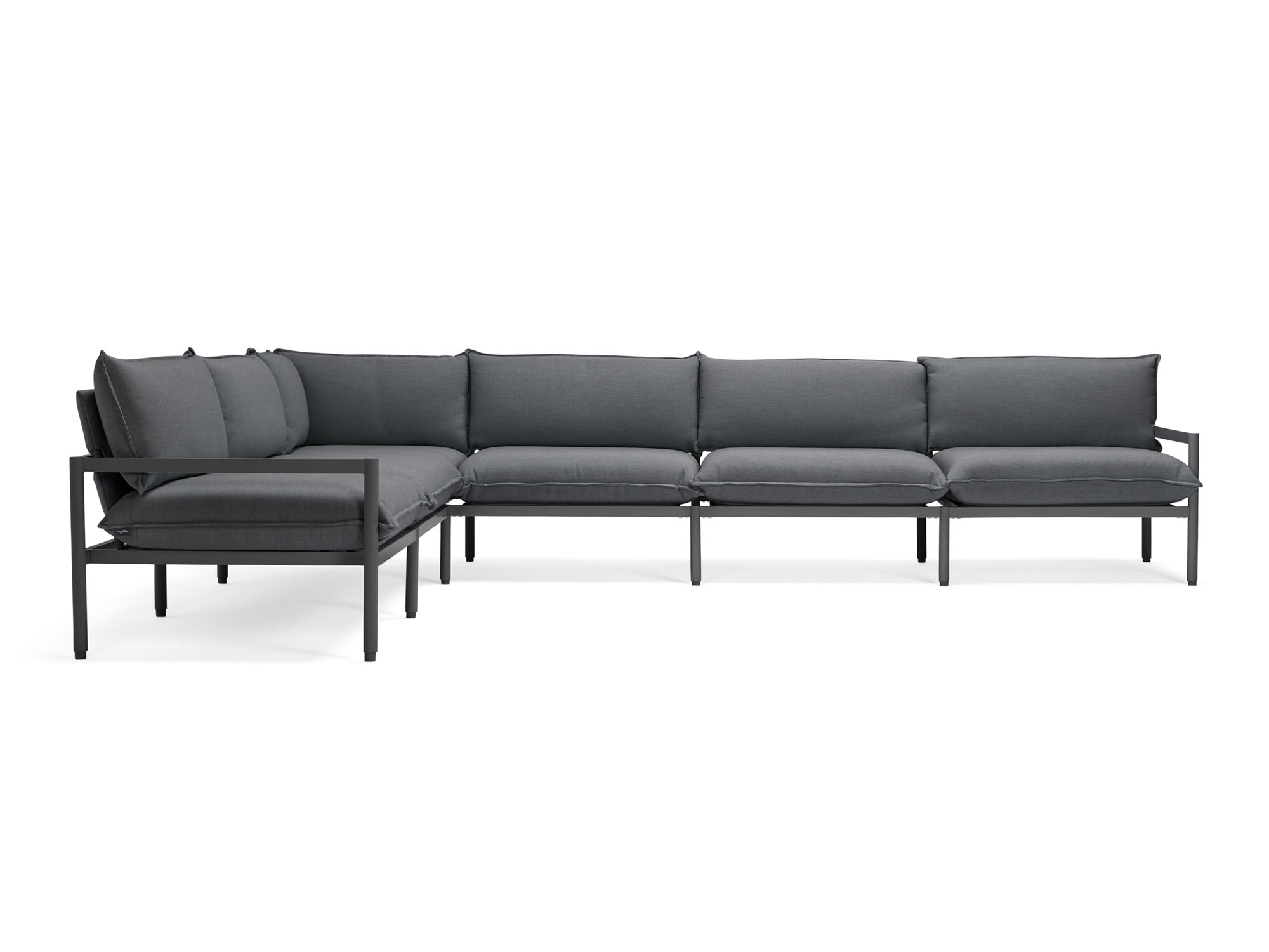 Front view of 6-piece black outdoor sectional sofa